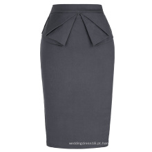 Grace Karin Womens Solid Color High Stretchy Hips-Wrapped Grey Vintage Retro Lápis Skirt CL010454-5